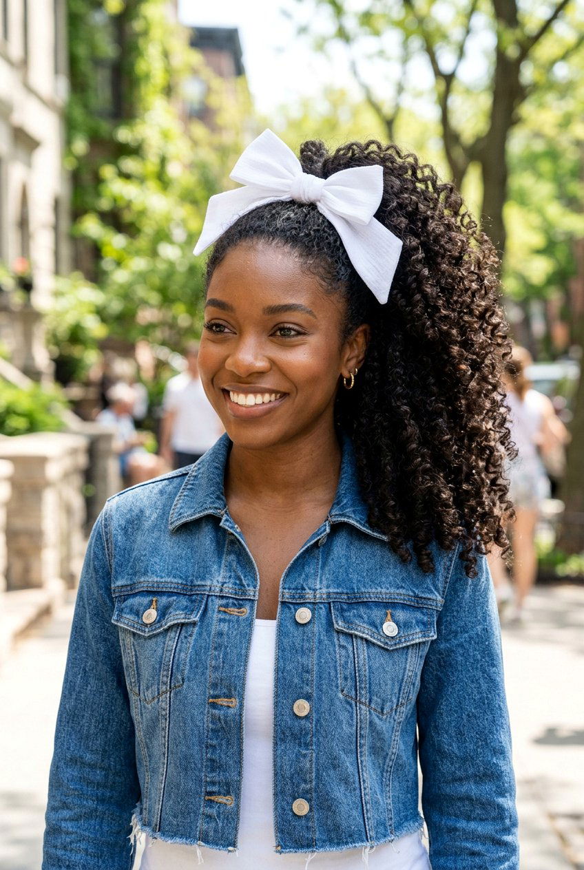 Curly Ponytail - 20 hair bow ponytail hairstyle - 20 hair bow ponytail hairstyle