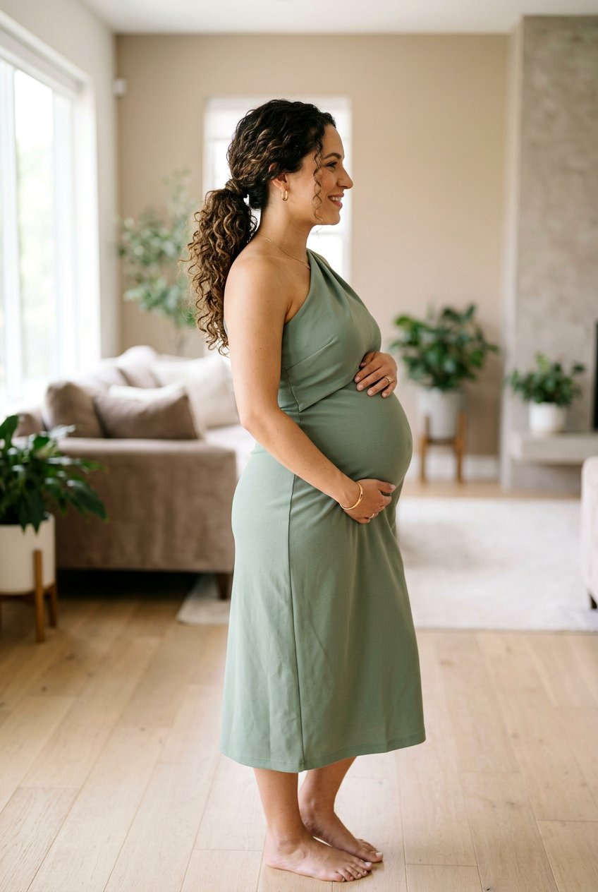 Curly Ponytail Maternity Side Look - 20 maternity shoot curls hairstyle - 20 maternity shoot curls hairstyle