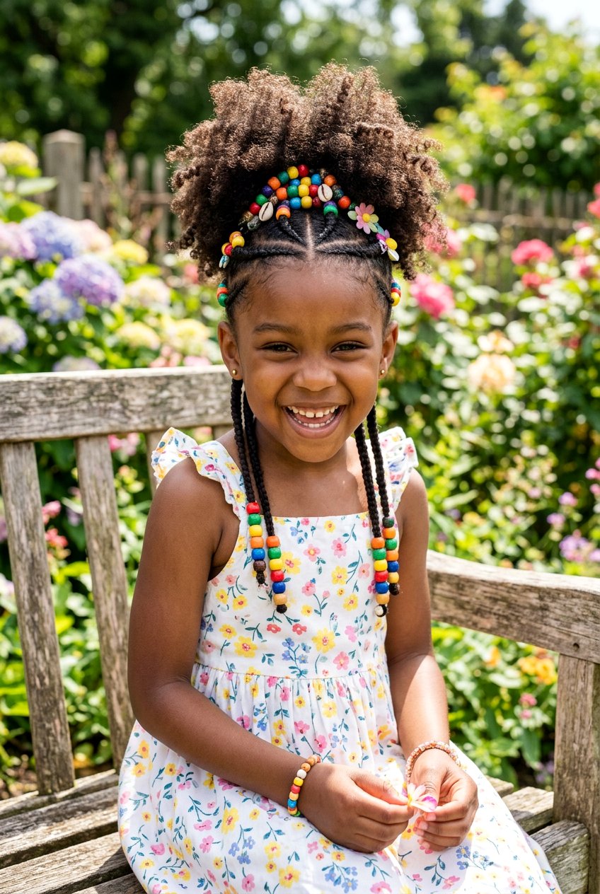 Curly Ponytail With Beads For Little Girls - 20 bead hairstyles for little girls - 20 bead hairstyles for little girls