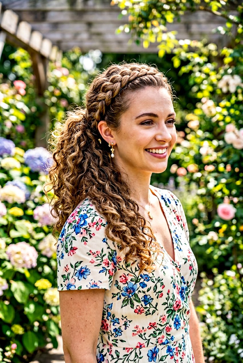 Curly Ponytail With Braided Crown - 20 bridal shower ponytail with curls - 20 bridal shower ponytail with curls