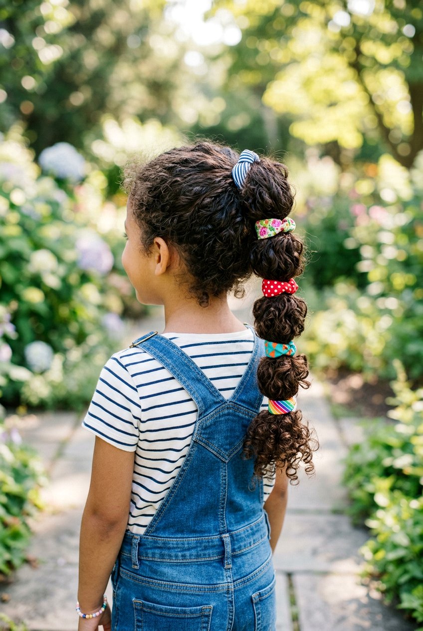 Curly Ponytail With Colorful Elastics For Little Girls - 20 curly ponytail for little girls - 20 curly ponytail for little girls