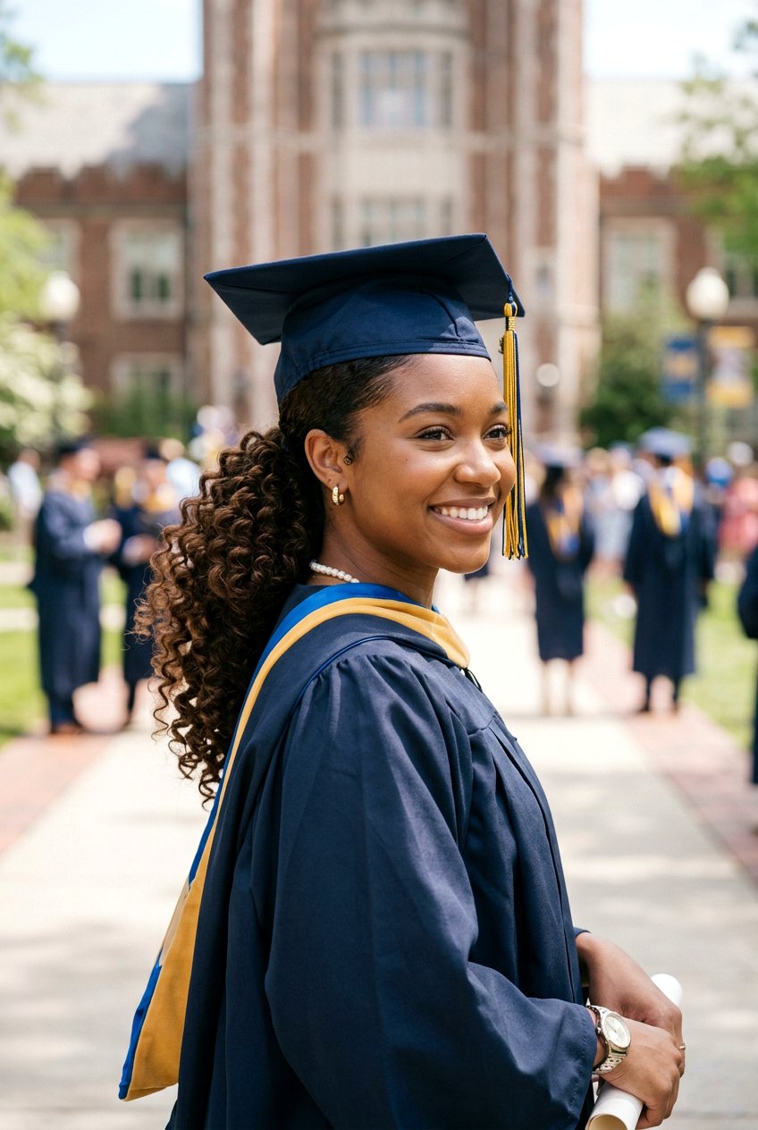 Curly Ponytail With Graduation Cap - 20 graduation curls with cap - 20 graduation curls with cap
