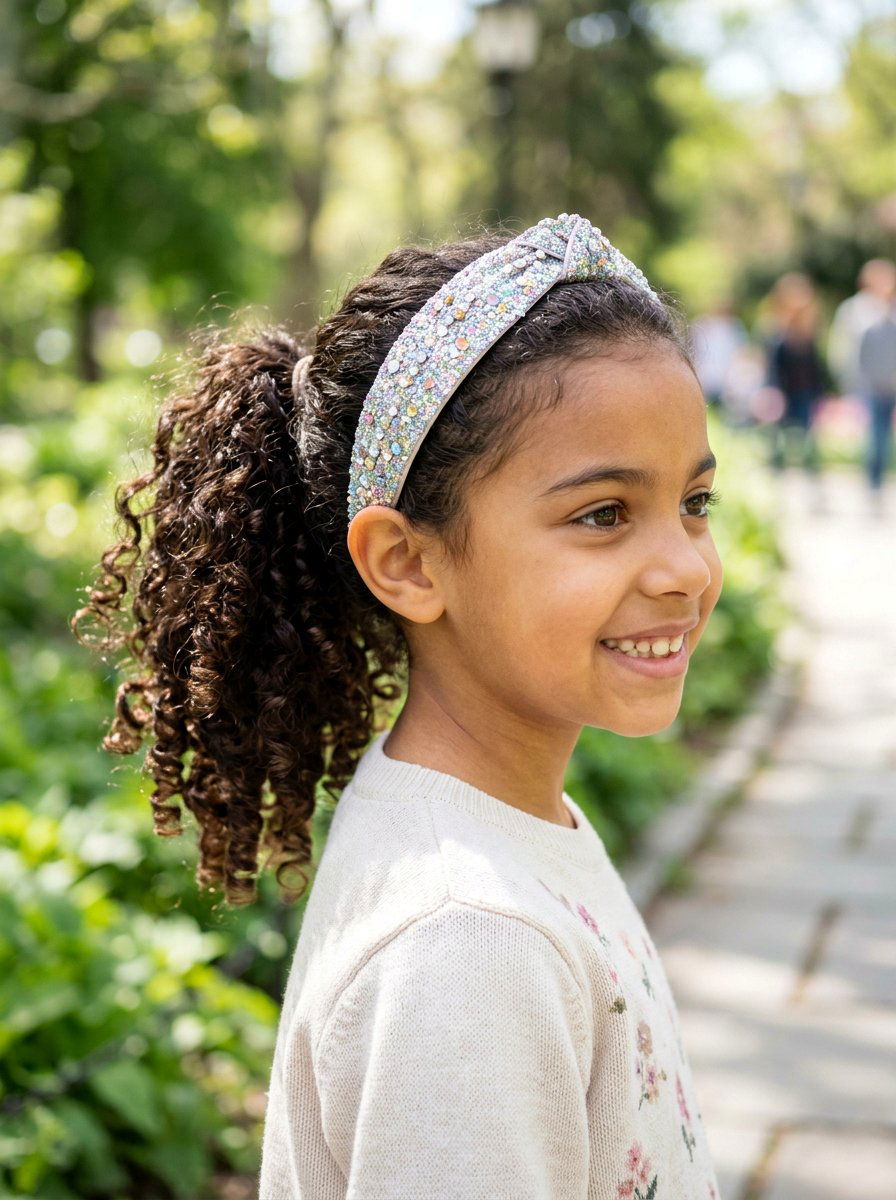 Curly Ponytail With Headband - 20 kids curly ponytail hairstyles - 20 kids curly ponytail hairstyles