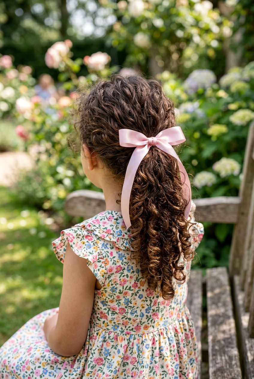 Curly Ponytail With Ribbon For Little Girls - 20 curly ponytail for little girls - 20 curly ponytail for little girls
