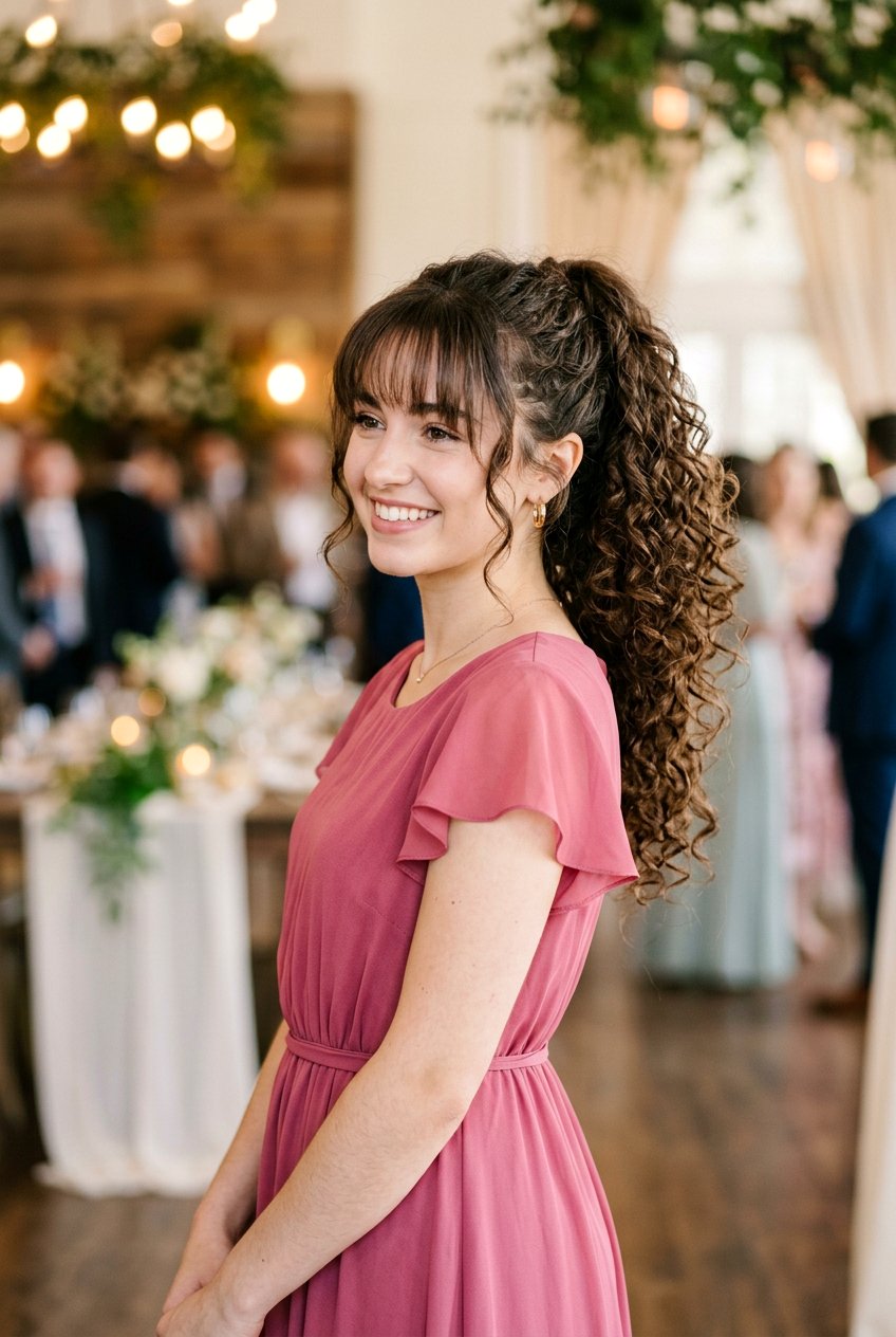 Curly Ponytail With Soft Bangs - 20 homecoming ponytail with curls - 20 homecoming ponytail with curls