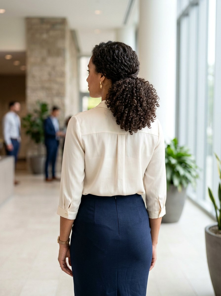 Curly Ponytail With Tucked Ends - 20 humidity proof curly ponytail - 20 humidity proof curly ponytail