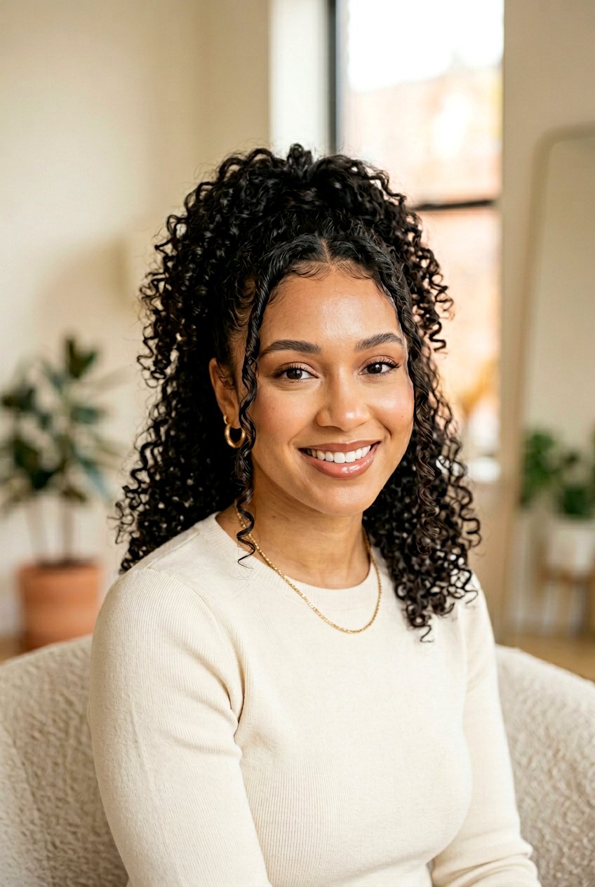 Curly Ponytail With Two Face Framing Pieces - 20 homecoming ponytail with curls - 20 homecoming ponytail with curls