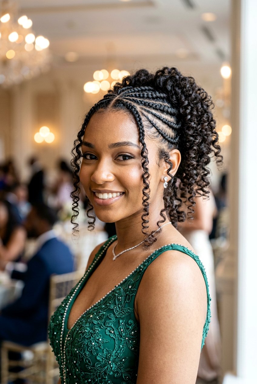 Curly Prom Hairstyle with Braids - 20 prom hairstyles for curly hair - 20 prom hairstyles for curly hair
