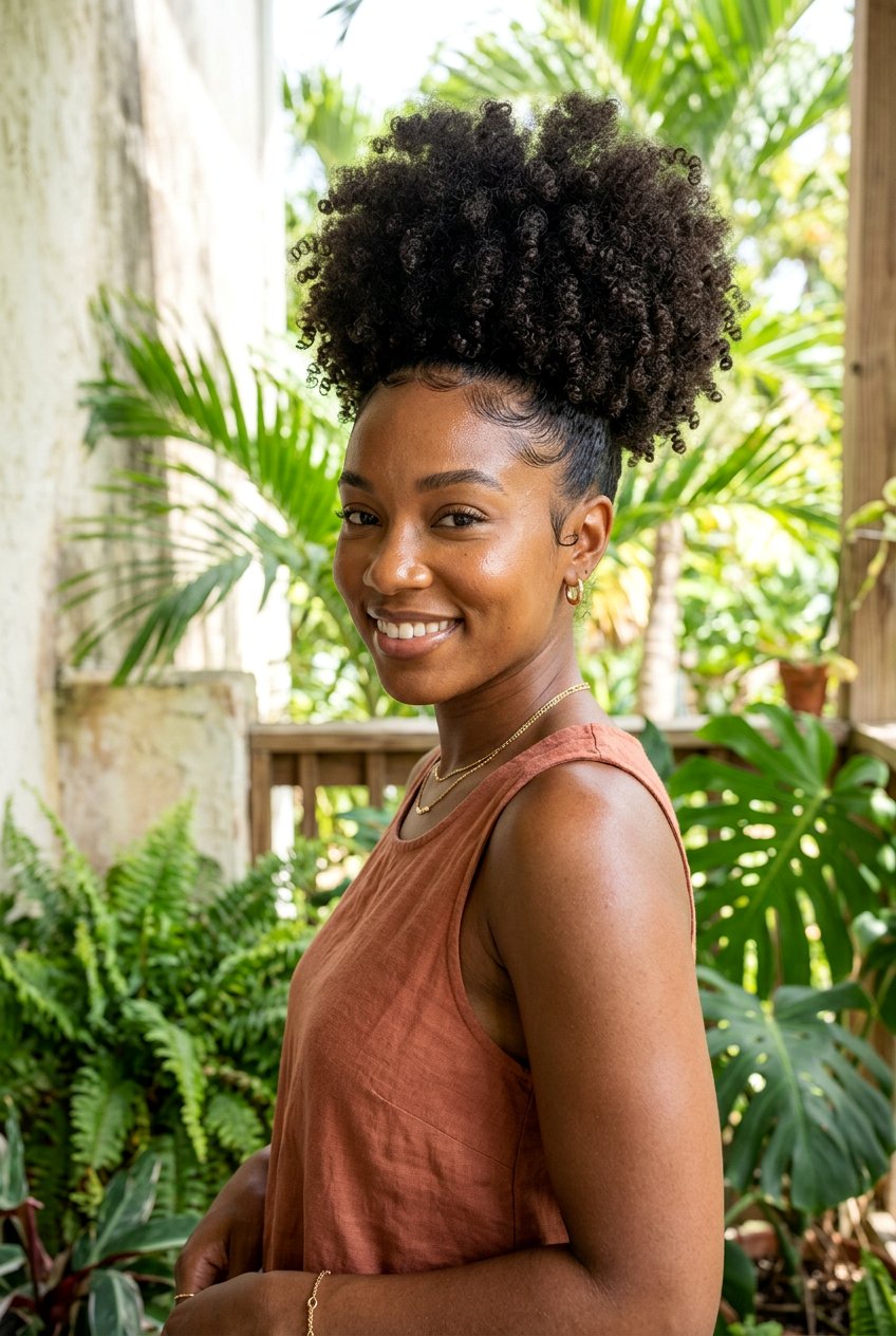 Curly Puff Hairstyle For Humid Days - 20 humid weather curly hairstyles - 20 humid weather curly hairstyles