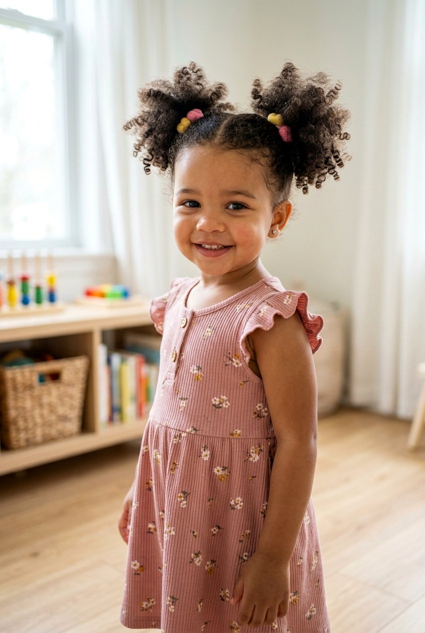 Curly Puff Pigtails - 20 toddler pigtail ideas - 20 toddler pigtail ideas