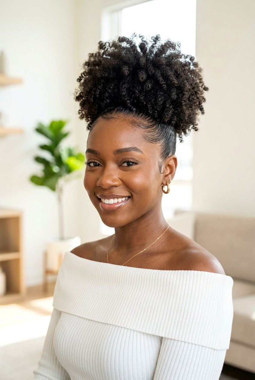 Curly Puff Updo - 20 black women classy updo hairstyles - 20 black women classy updo hairstyles