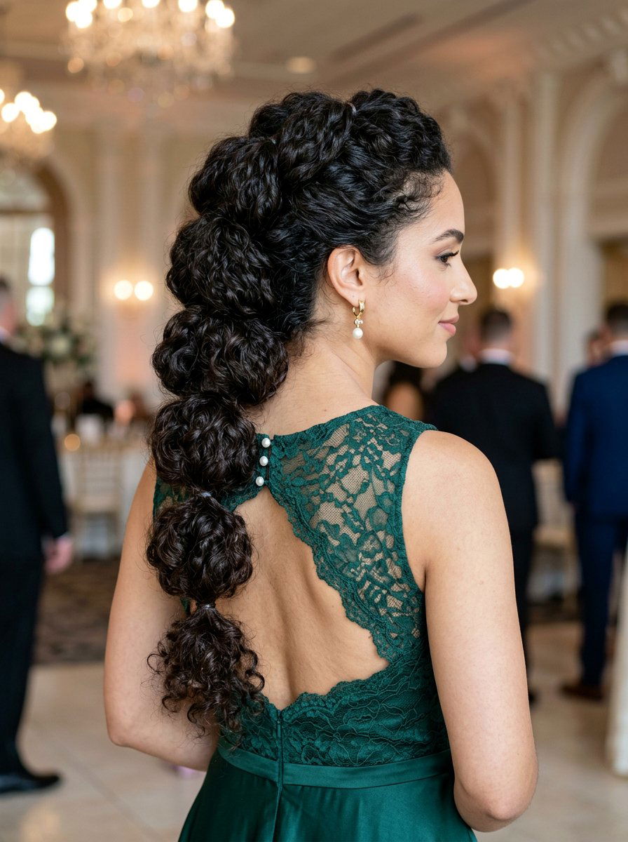 Curly Pull Through Braid - 20 soft glam hairstyle for curly hair - 20 soft glam hairstyle for curly hair