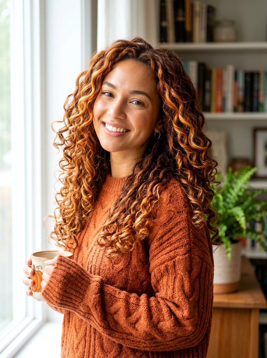Curly Pumpkin Spice Balayage Hair - 20 pumpkin spice balayage - 20 pumpkin spice balayage