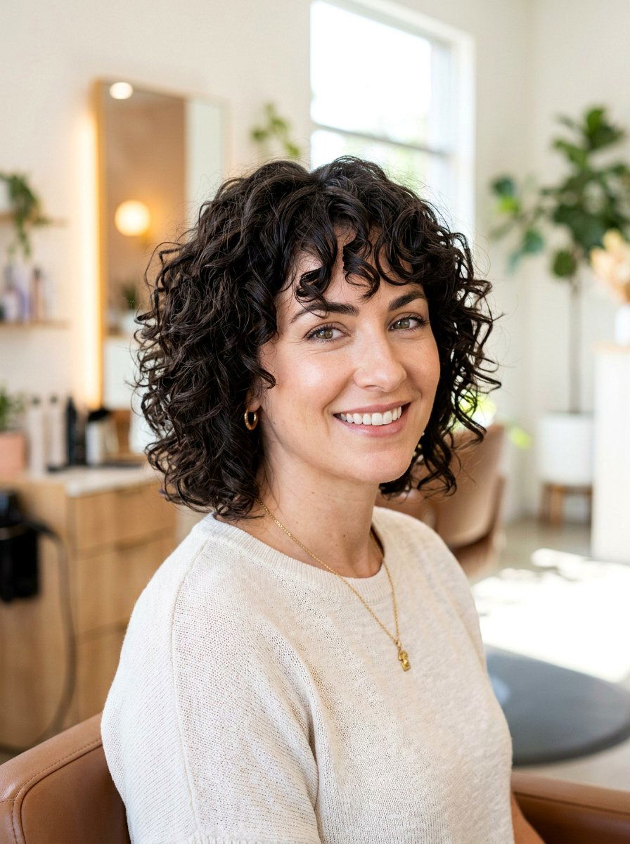Curly Razored Bob With Bangs - 20 razored bob with bangs - 20 razored bob with bangs