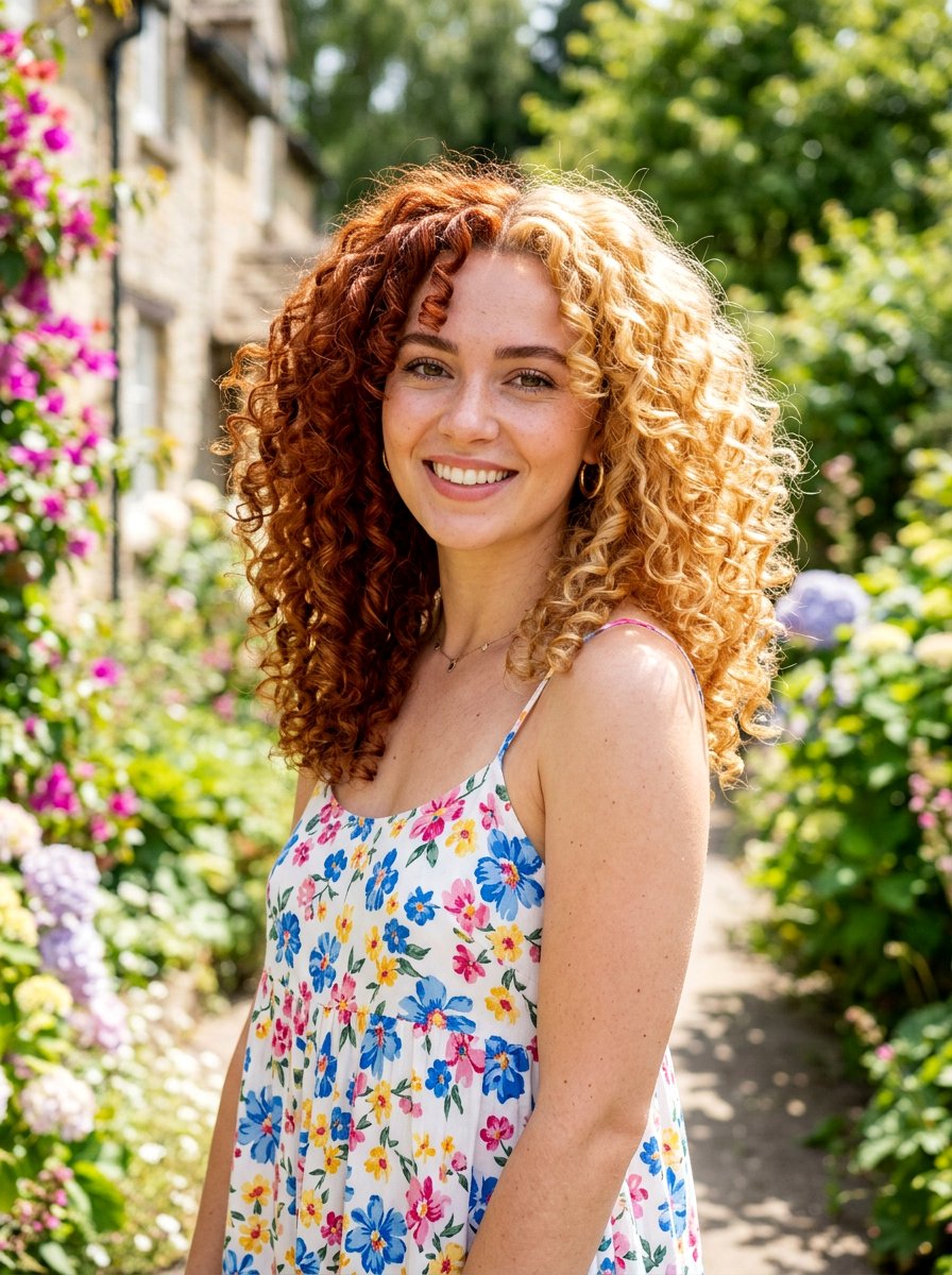 Curly Red and Blonde Split Dye - 20 red and blonde split dye hair - 20 red and blonde split dye hair