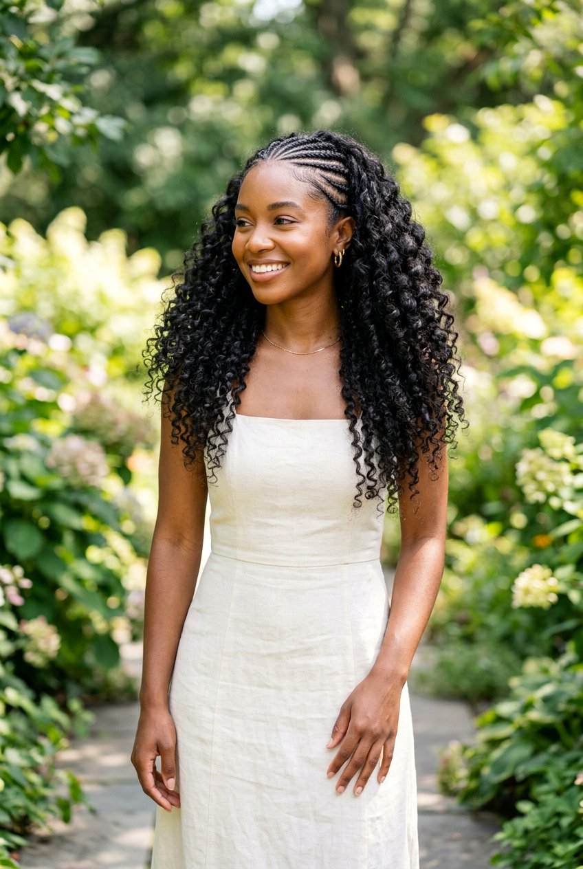 Curly Refresh Braided Front With Loose Back - 20 curly refresh hairstyles - 20 curly refresh hairstyles