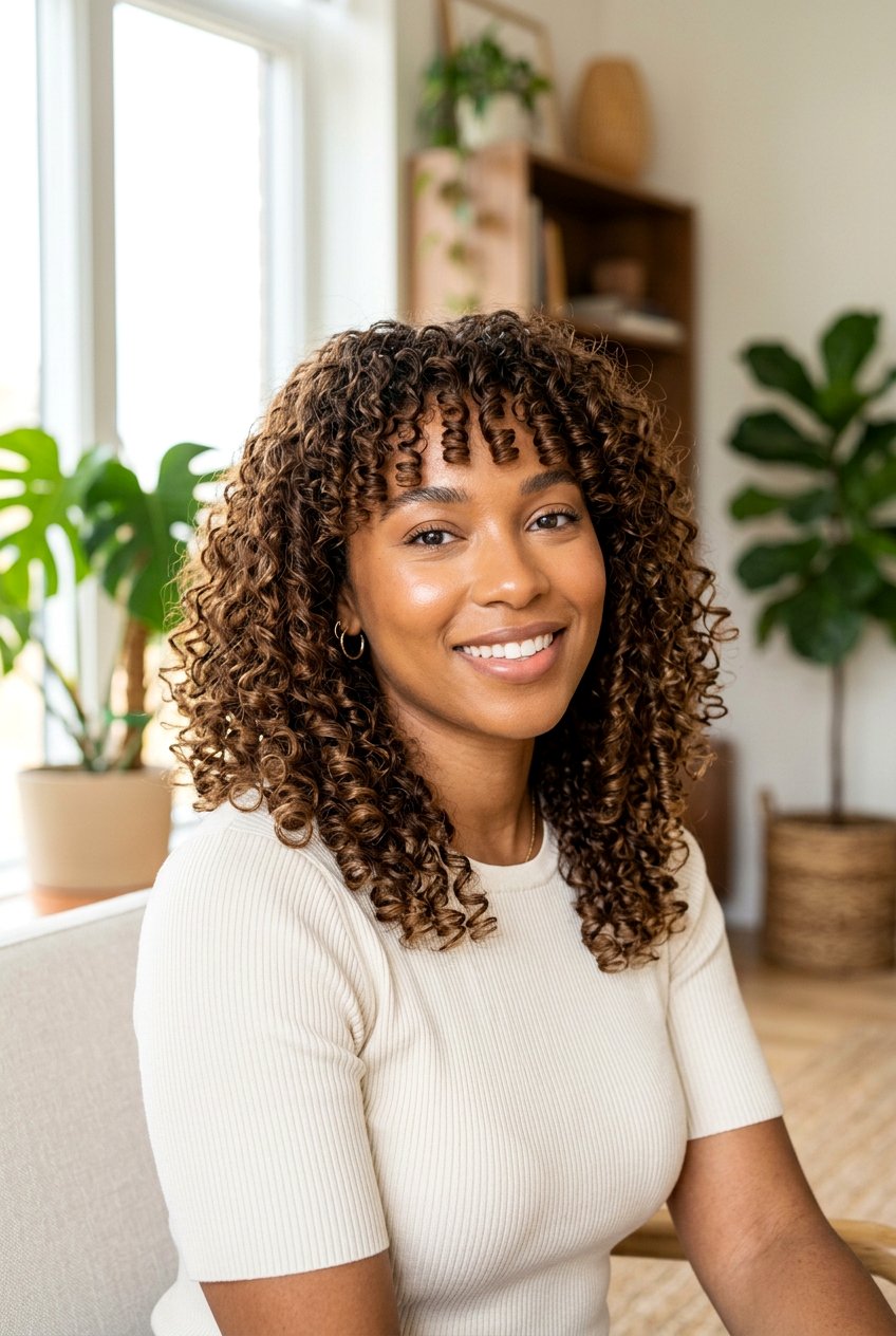 Curly Refresh With Defined Bangs - 20 curly refresh hairstyles - 20 curly refresh hairstyles