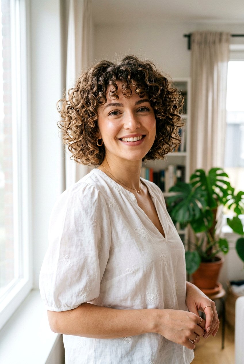 Curly Refresh With Fluffy Bob Shape - 20 curly refresh hairstyles - 20 curly refresh hairstyles