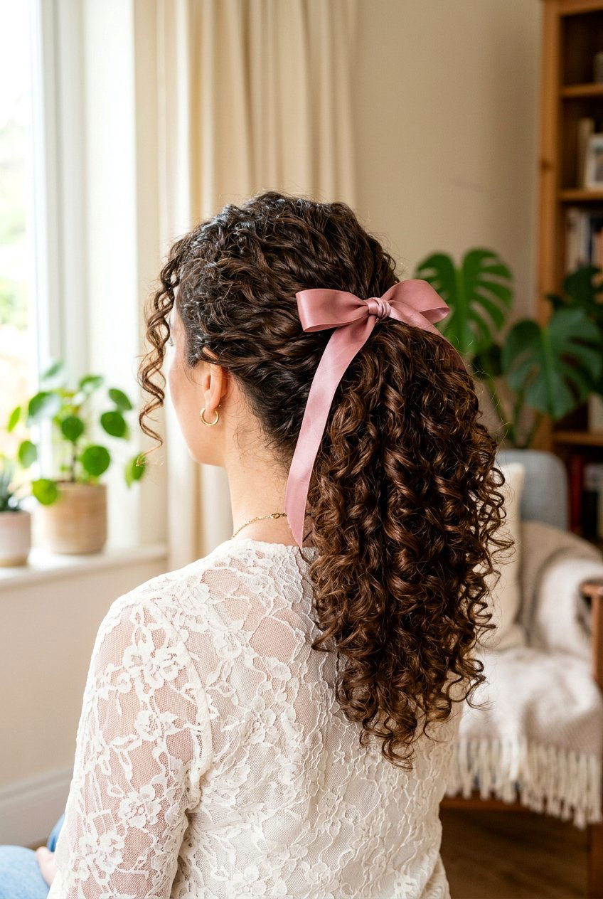 Curly Ribbon Ponytail - 20 ribbon ponytail hairstyles - 20 ribbon ponytail hairstyles