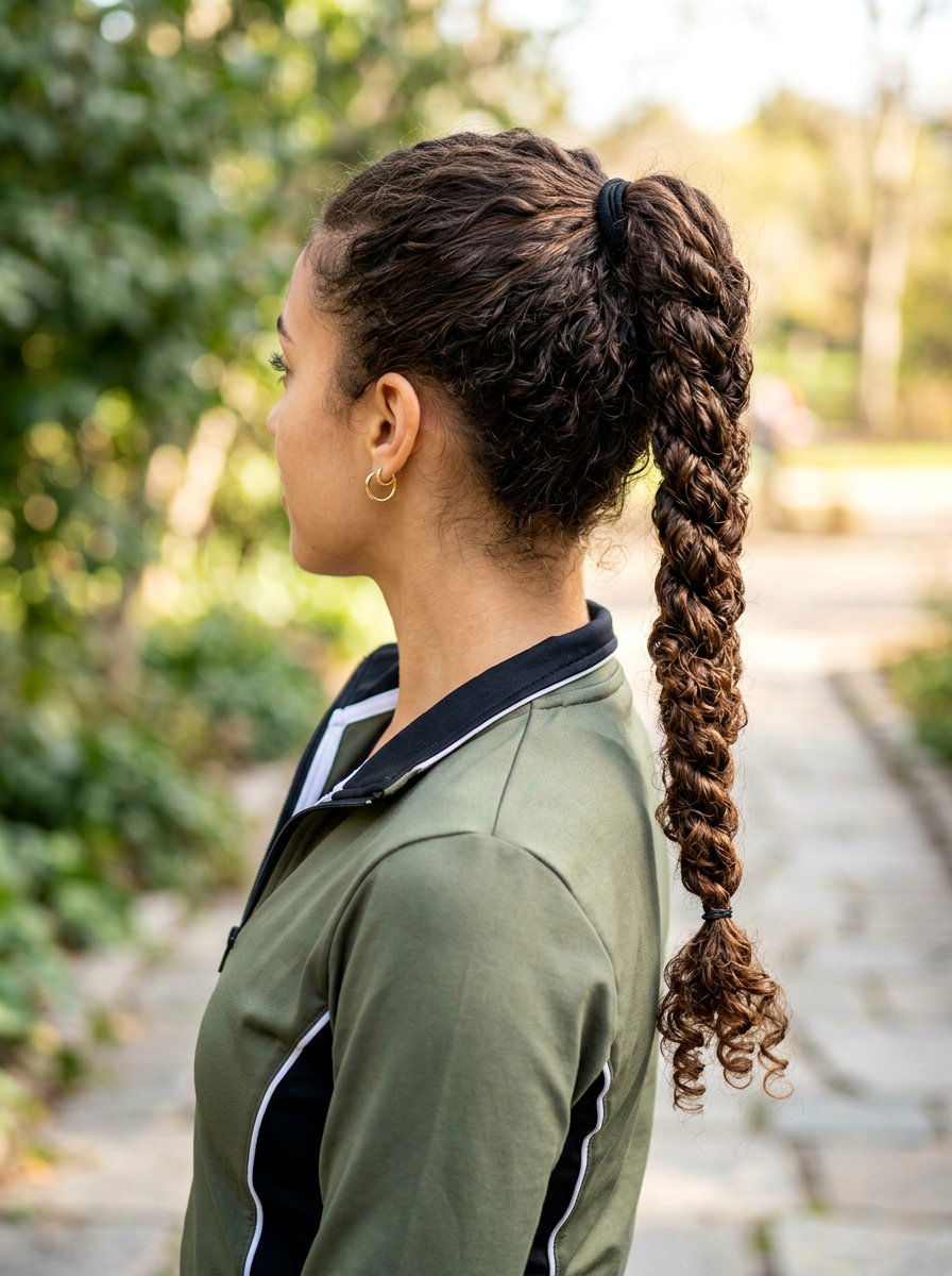 Curly Rope Braid Ponytail - 20 date night hairstyle with romantic curls - 20 date night hairstyle with romantic curls