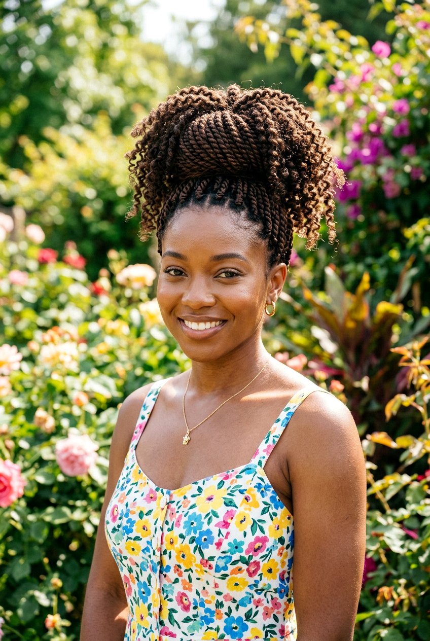 Curly Senegalese Twist Bun - 20 senegalese twists bun for women - 20 senegalese twists bun for women