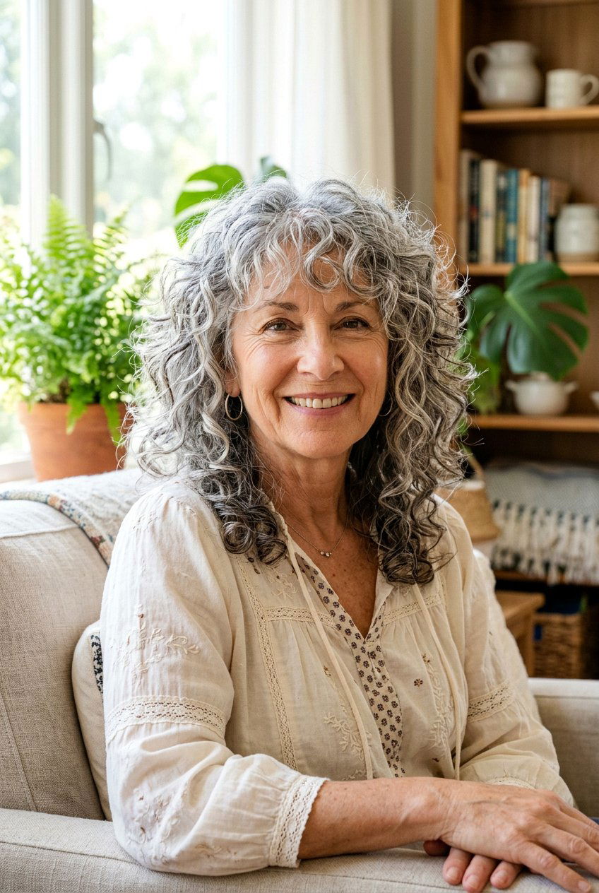 Curly Shag Cut - 20 youthful hairstyles for women over 60 - 20 youthful hairstyles for women over 60