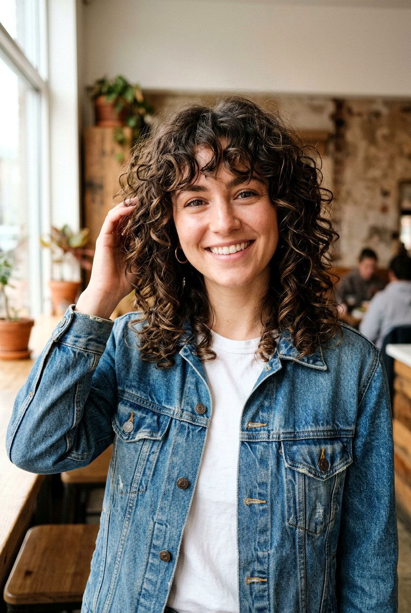 Curly Shag Haircut - 20 natural hair bangs styles - 20 natural hair bangs styles