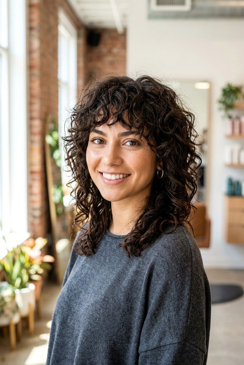 Curly Shag With Bangs - 20 curly hairstyles for medium hair - 20 curly hairstyles for medium hair