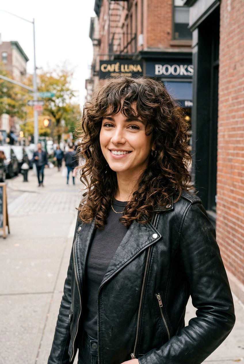 Curly Shag With Bangs - 20 birthday hairstyle for curly shoulder length hair - 20 birthday hairstyle for curly shoulder length hair