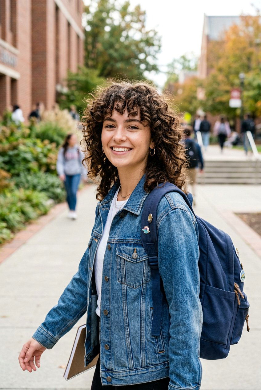 Curly Shag With Bangs - 20 curly hairstyle for college girls - 20 curly hairstyle for college girls