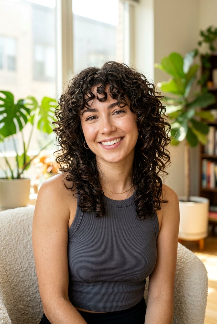 Curly Shag With Bottleneck Bangs - 20 shag haircut with bottleneck bangs - 20 shag haircut with bottleneck bangs