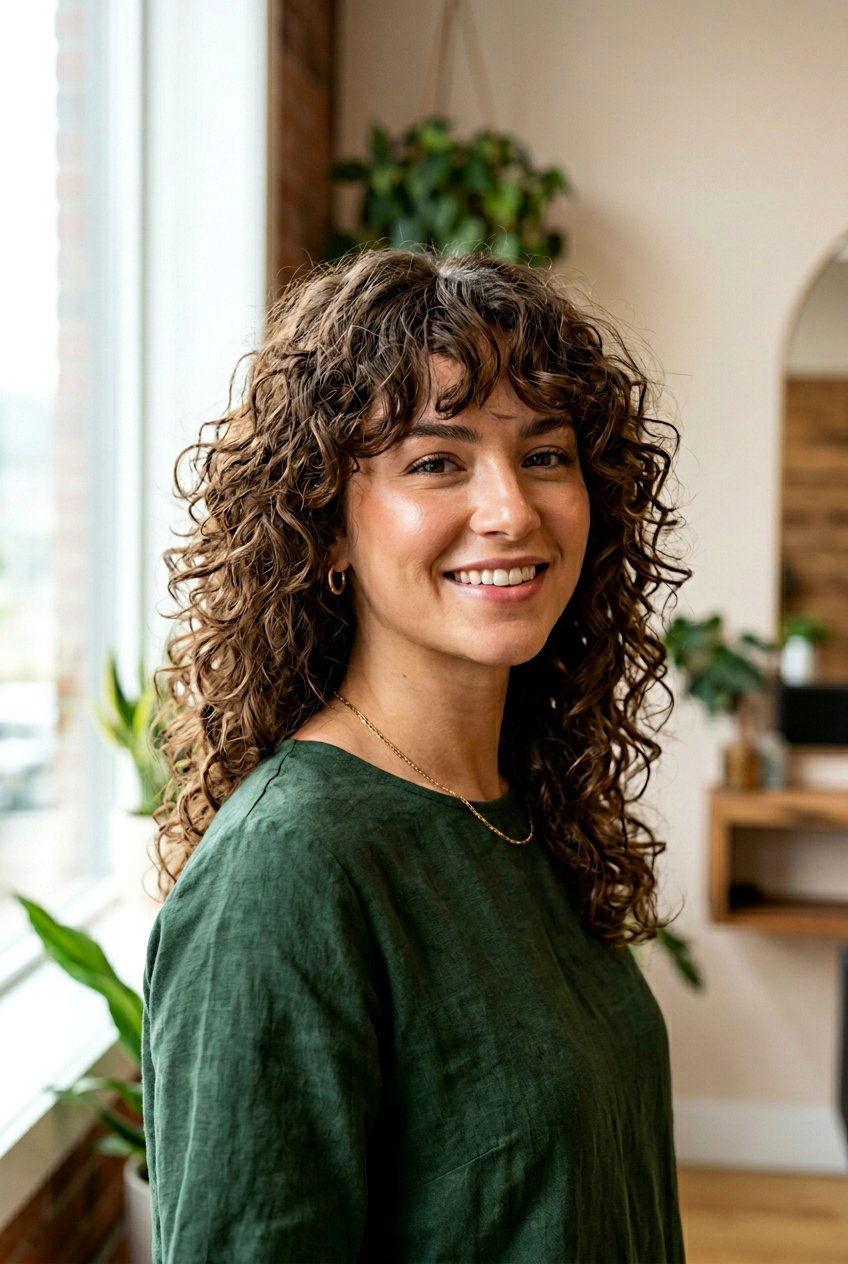 Curly Shag With Curtain Bangs - 20 curly shag haircut - 20 curly shag haircut