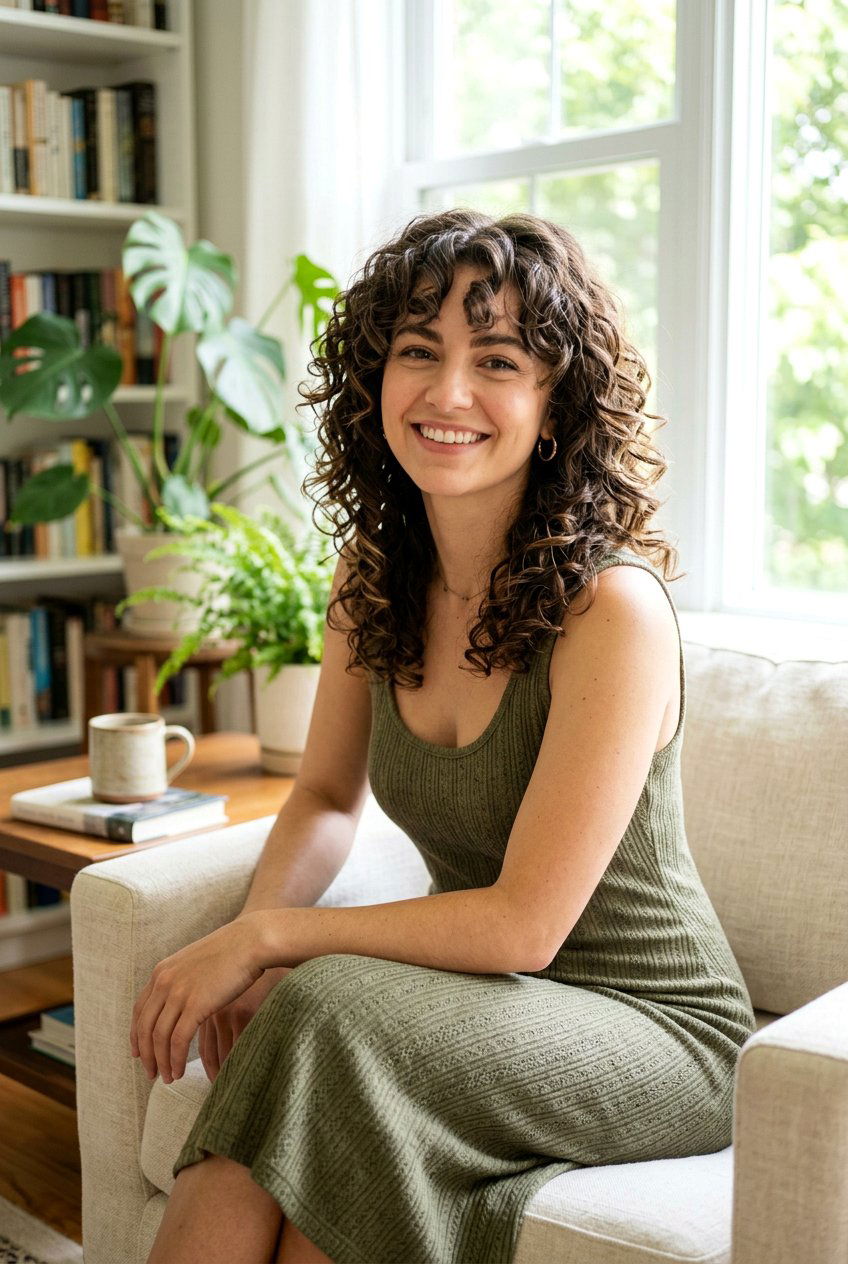 Curly Shag With Curtain Bangs - 20 low maintenance haircut for curly thick hair - 20 low maintenance haircut for curly thick hair