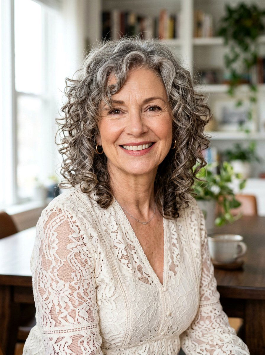 Curly Shag With Face Framing Layers - 20 curly shag haircut for women over 60 - 20 curly shag haircut for women over 60