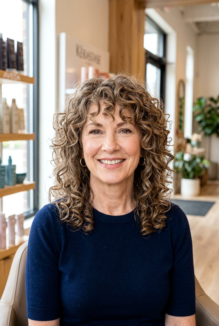 Curly Shag With Face Framing Layers - 20 curly shag for women over 50 - 20 curly shag for women over 50