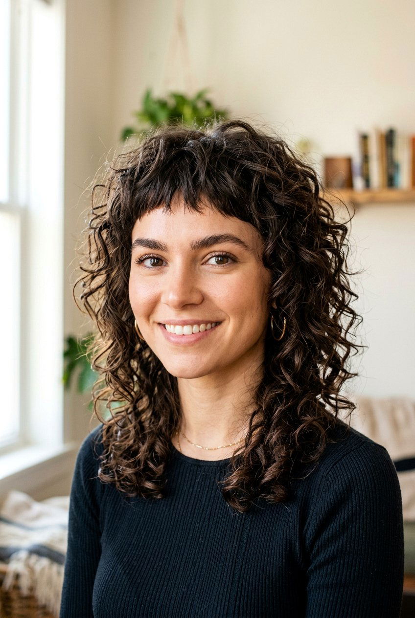 Curly Shag With Micro Bangs - 20 curly shag haircut - 20 curly shag haircut