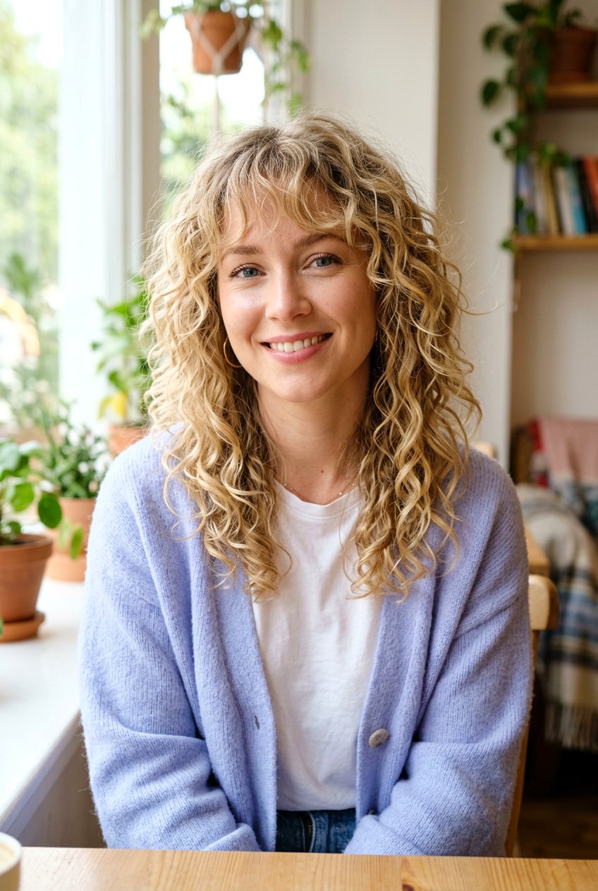 Curly Shag With Wispy Fringe - 20 curly shag for mature curly hair - 20 curly shag for mature curly hair