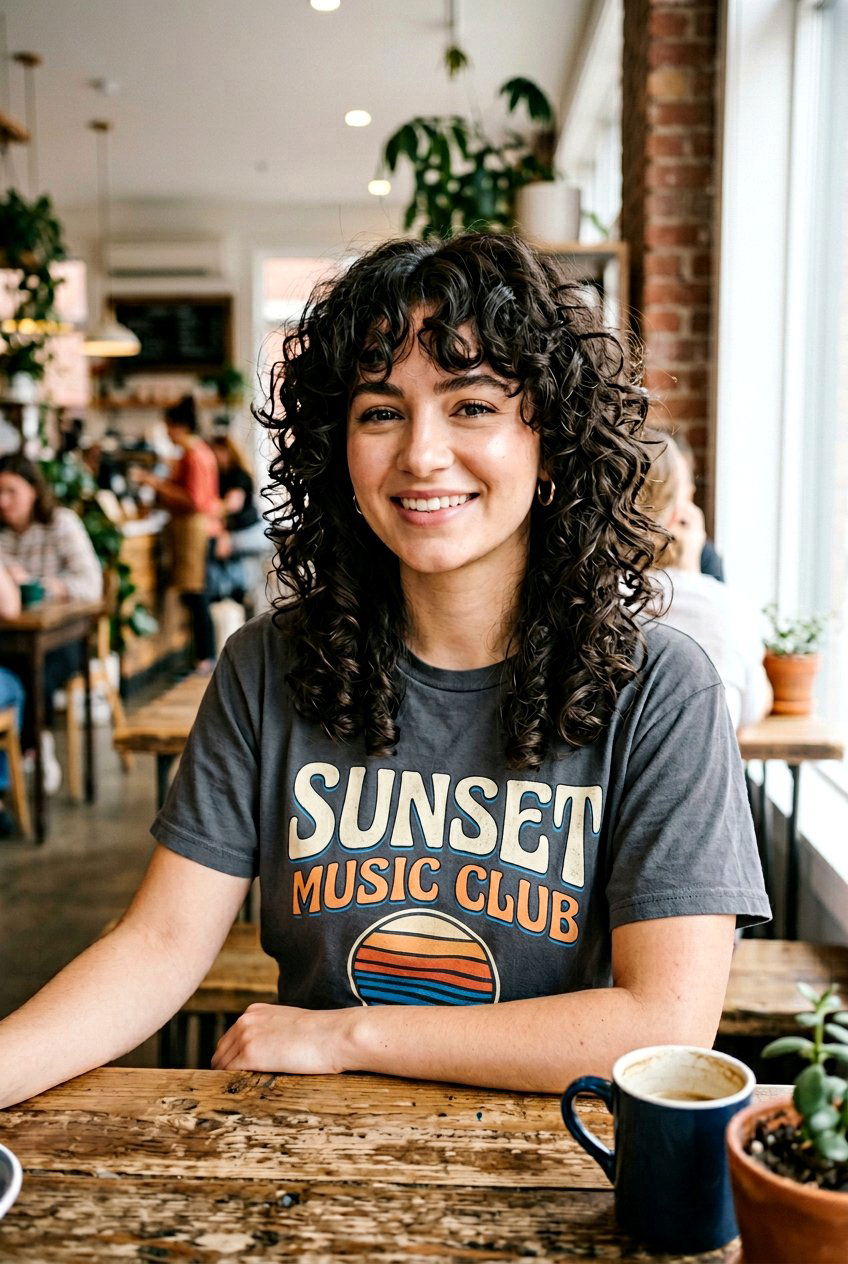 Curly Shag with Curtain Bangs - 20 curly cut with face framing pieces - 20 curly cut with face framing pieces