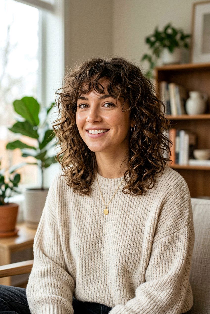 Curly Shaggy Lob Haircut - 20 best haircut for natural curly hair - 20 best haircut for natural curly hair