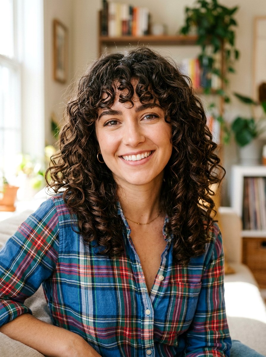 Curly Shoulder Length Cut With Bangs - 20 polished haircut for curly shoulder length hair - 20 polished haircut for curly shoulder length hair