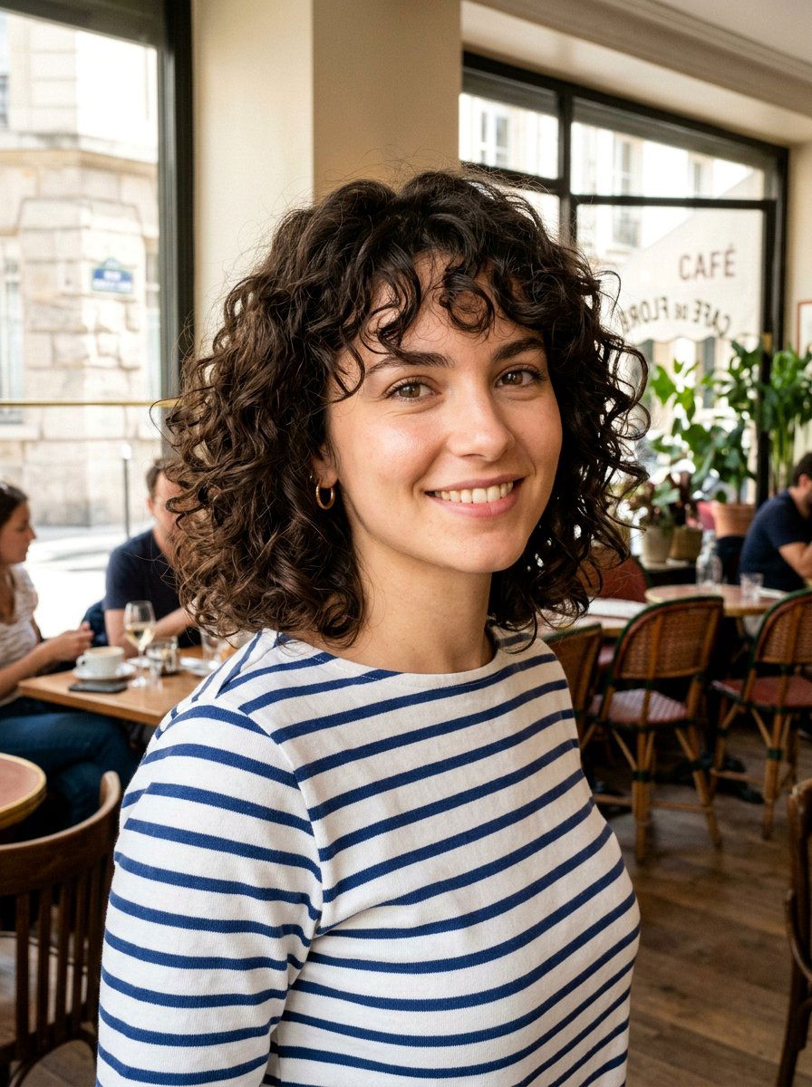 Curly Shoulder Length French Bob - 20 polished haircut for curly shoulder length hair - 20 polished haircut for curly shoulder length hair