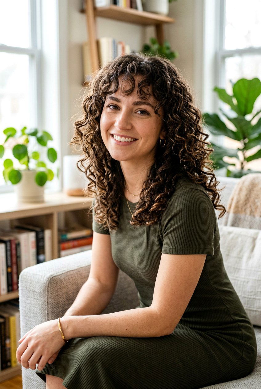 Curly Shoulder Length Haircut With Wispy Bangs - 20 shoulder length haircut with wispy bangs - 20 shoulder length haircut with wispy bangs