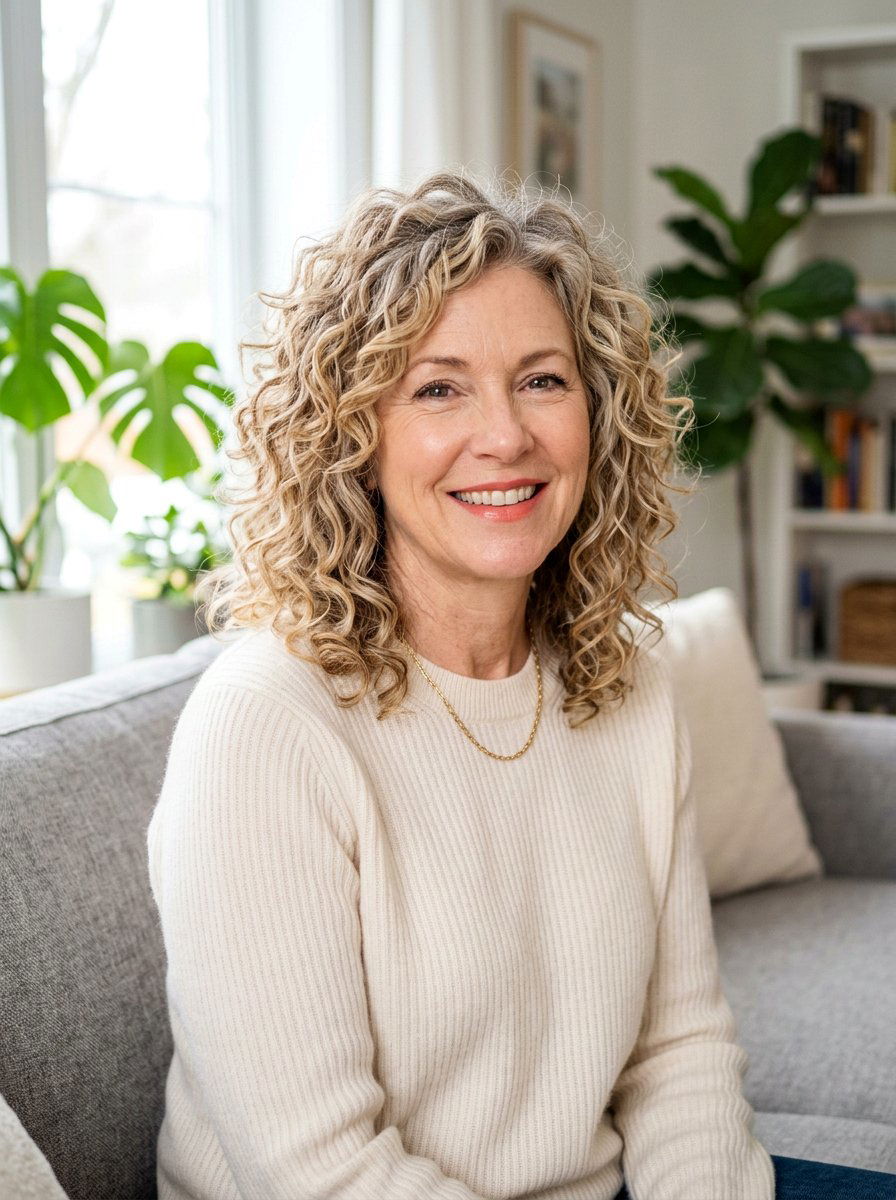 Curly Shoulder Length Shag - 20 shoulder length shag for women over 50 - 20 shoulder length shag for women over 50