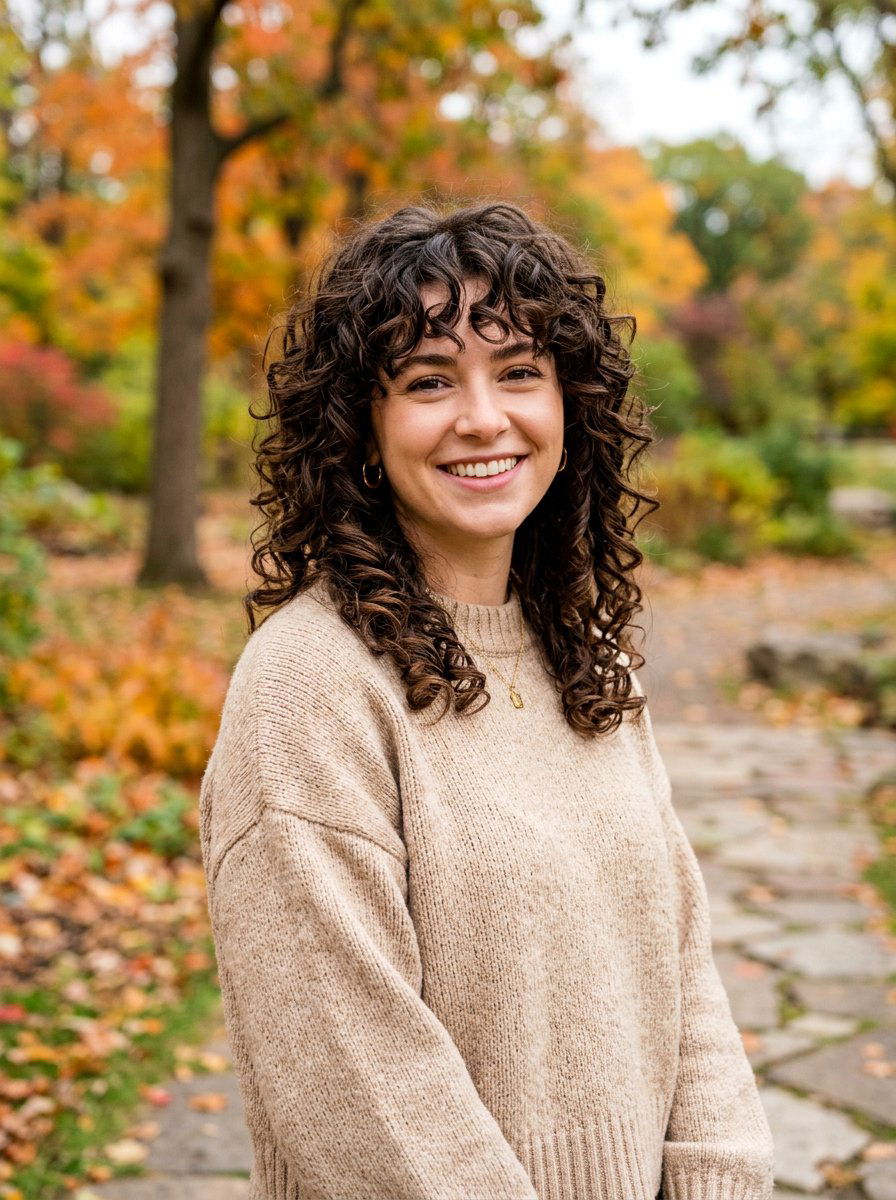 Curly Shoulder Length Shag With Curtain Bangs - 20 curly shoulder length haircut with bangs - 20 curly shoulder length haircut with bangs