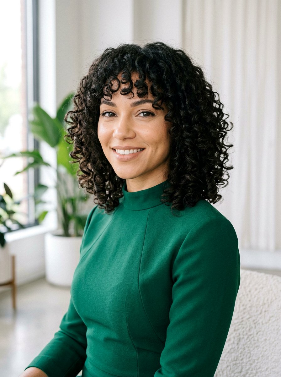 Curly Shoulder Length Tapered Cut With Tapered Bangs - 20 curly shoulder length haircut with bangs - 20 curly shoulder length haircut with bangs