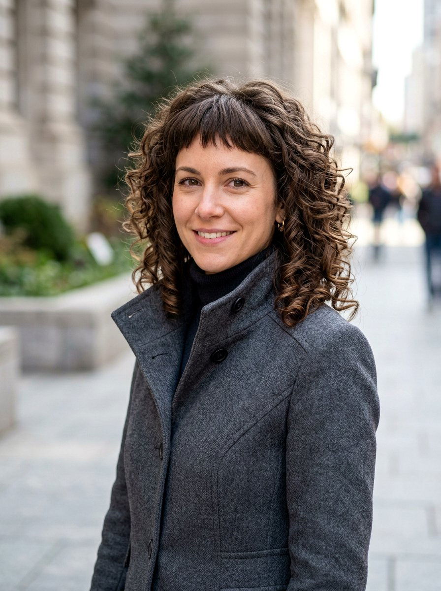 Curly Shoulder Length Wedge Cut With Short Bangs - 20 curly shoulder length haircut with bangs - 20 curly shoulder length haircut with bangs