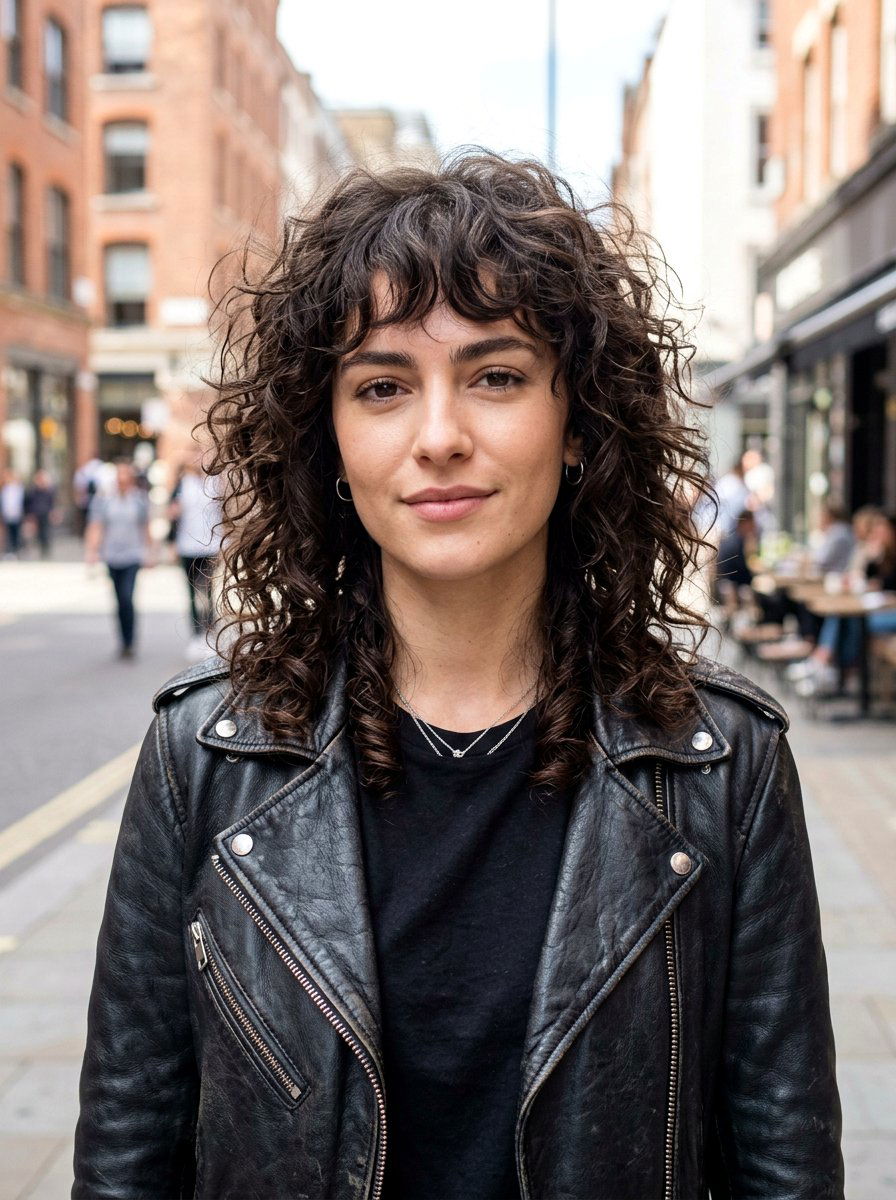 Curly Shoulder Length Wolf Cut With Wispy Bangs - 20 curly shoulder length haircut with bangs - 20 curly shoulder length haircut with bangs