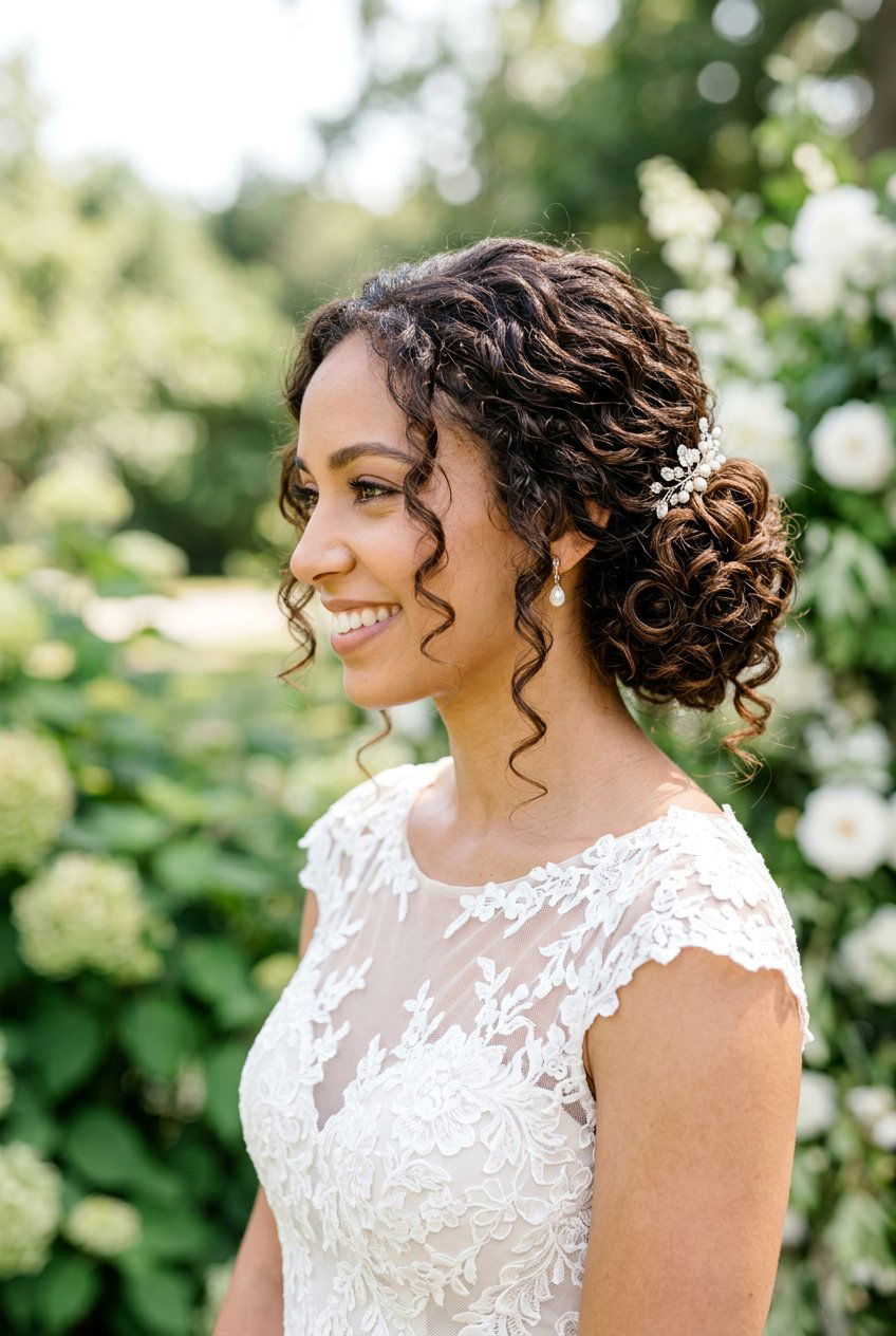 Curly Side Bun For Weddings - 20 formal side bun hairstyles - 20 formal side bun hairstyles