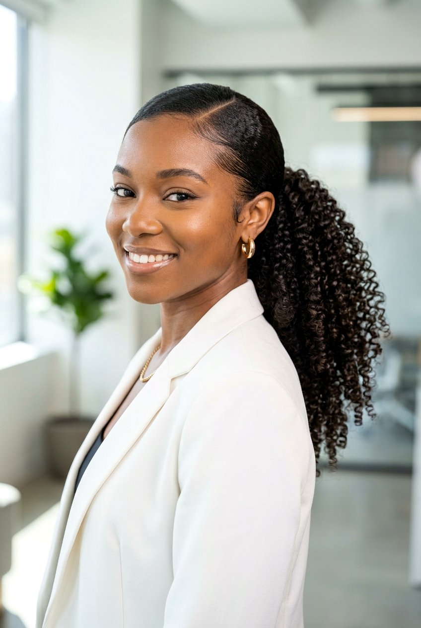 Curly Side Part Ponytail - 20 professional ponytail with side part - 20 professional ponytail with side part