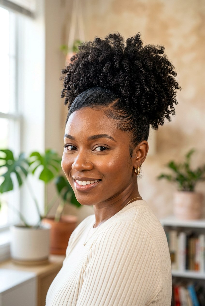 Curly Side Part Puff - 20 natural hair side part puff - 20 natural hair side part puff